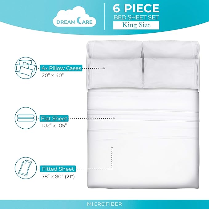 DREAMCARE King Size Sheets Set - Image 4