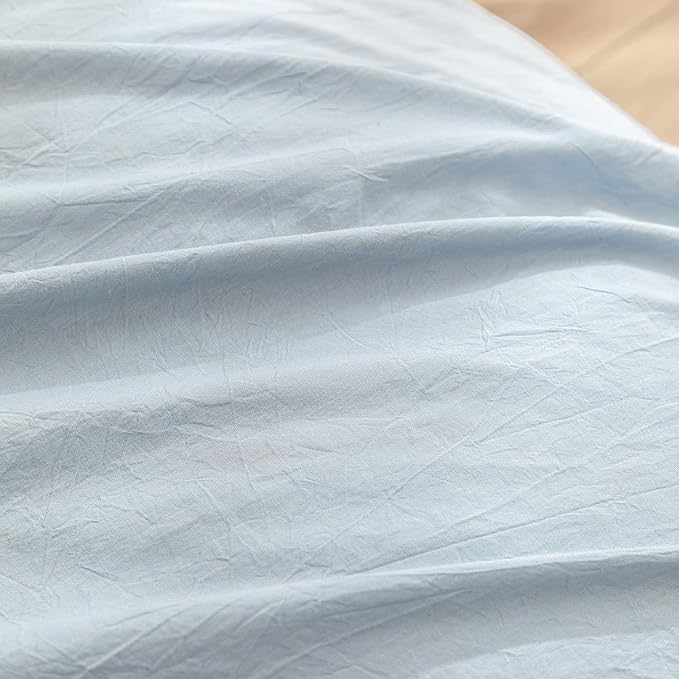 BESTOUCH Duvet Cover Set 100% Washed Cotton Linen Feel Super Soft Comfortable - Image 6