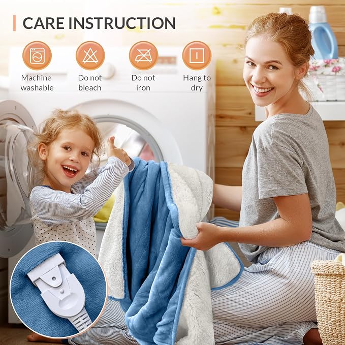 HOMLYNS LuxeHeat Heated Blanket Electric Blanket Queen Size, Soft Flannel - Image 9