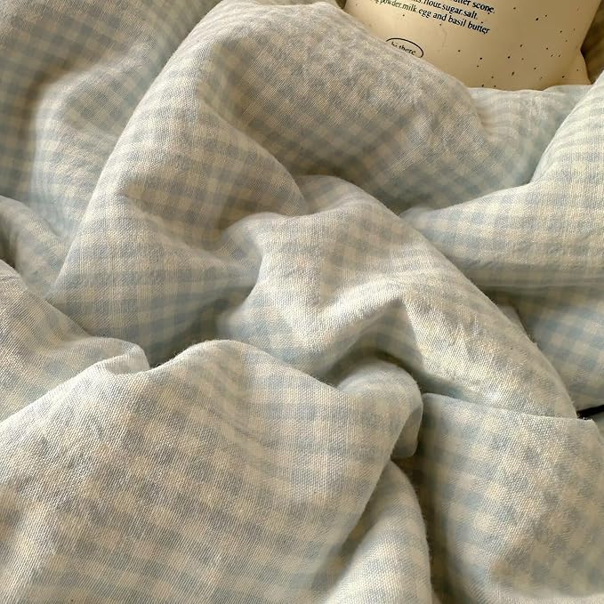 MKXI Blue Gingham Duvet Cover Set King Size - Image 8