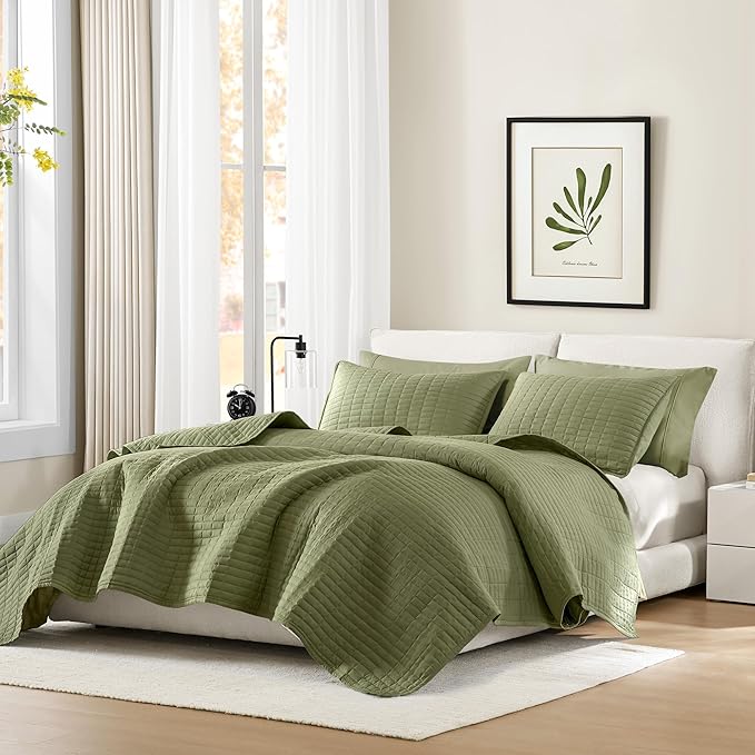 Comfort Spaces Queen Quilt Set Modern Reversible Plaid Coverlet Full Bedding - Image 2