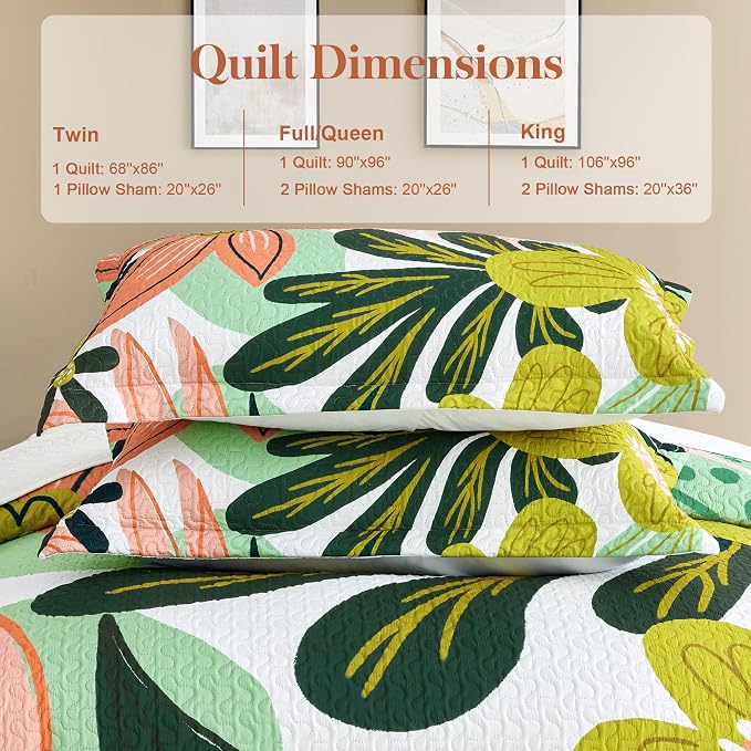 Tyrot 3 Piece Boho Floral Californial King Size Quilt Sets Farmhouse Reversible - Image 6