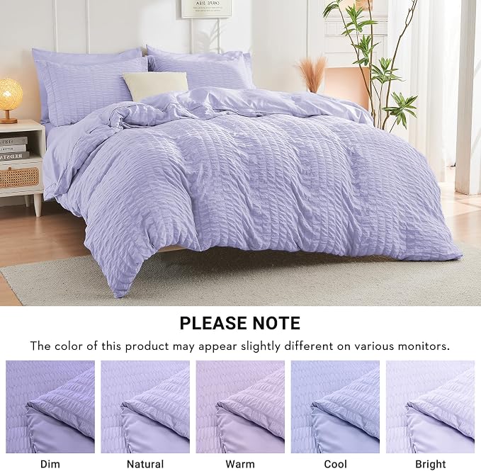 HYMOKEGE Light Purple Twin XL Comforter Set Seersucker 5 Pieces, All Season - Image 5