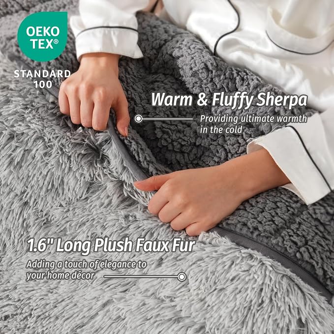 Wemore Shaggy Long Fur Faux Fur Weighted Blanket, Cozy and Plush Sherpa Long - Image 5