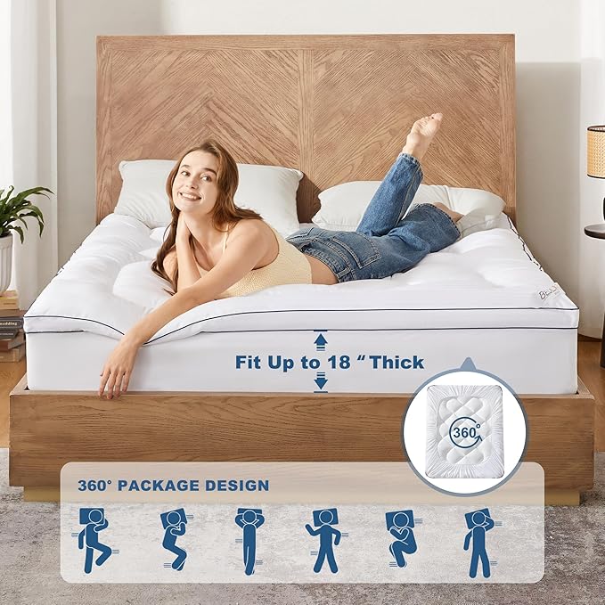 BEDLORE California King Mattress Topper, Thick Pillow Top Pad - Image 5