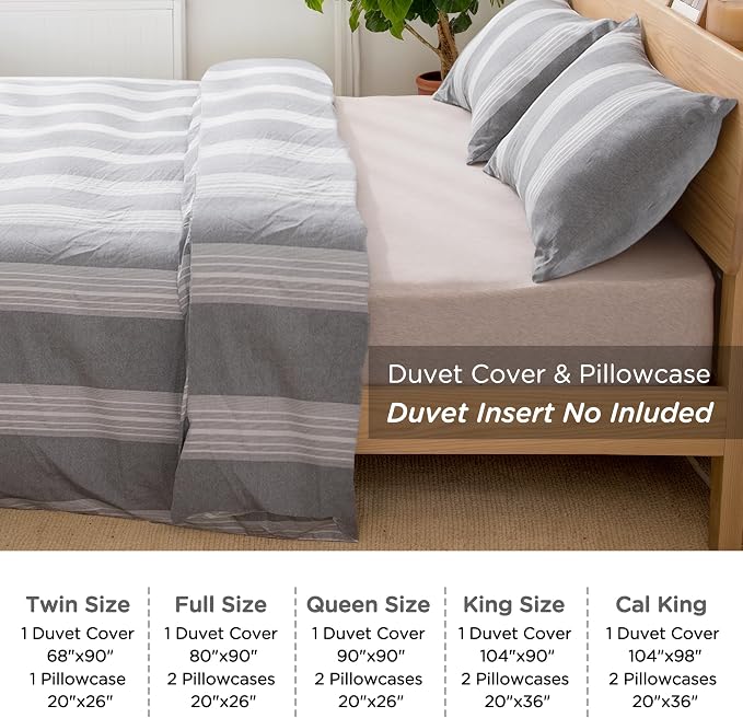 TOCOMOA Striped Duvet Cover Set 100% Natural Cotton Soft Comfy Breathable 3 - Image 6