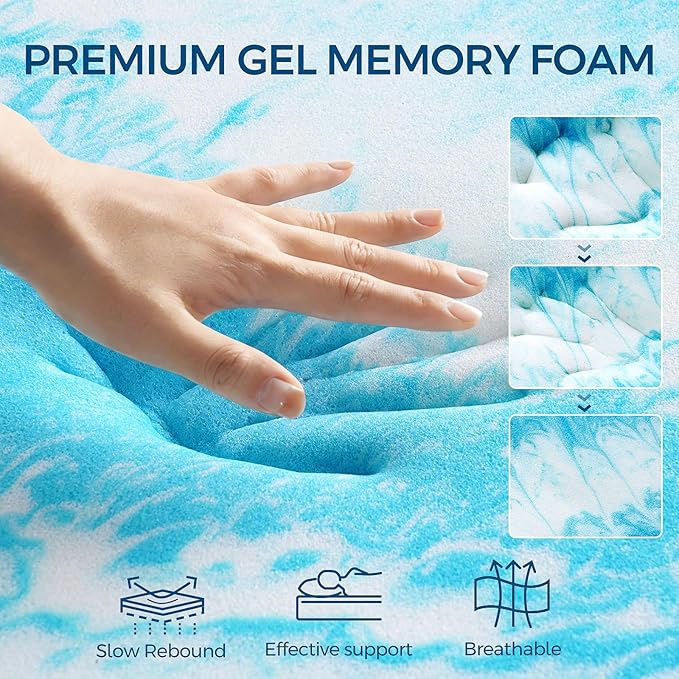 Premium Dual Layer 4 Inch Memory Foam Mattress Topper, 2 Inch Gel Memory Foam - Image 3