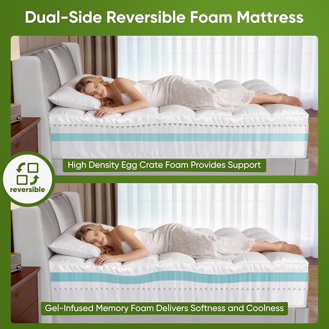 Extra Thick Memory Foam Mattress Topper Queen-5" Dual Layer - Image 5