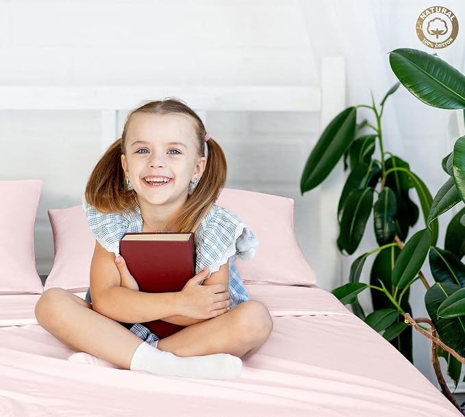 400 Thread Count 100% American Grown Cotton Pink Flat Sheet Only - Image 8