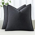 MIULEE Decorative Linen Euro Sham Pillow Covers 24x24 Dark Gray ​Boho by MIULEE