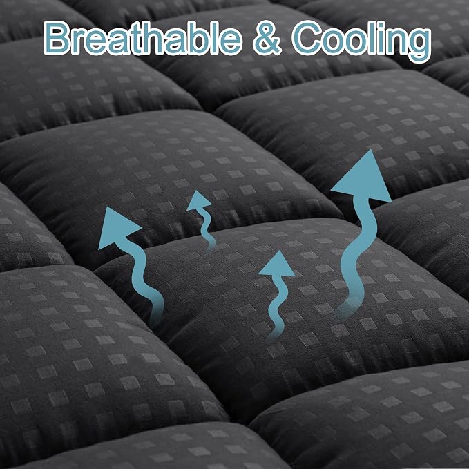 HYLEORY California King Mattress Pad Quilted Fitted Mattress Protector Cooling - Image 2