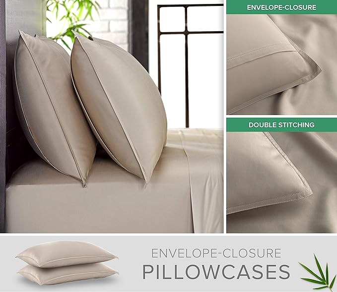 Queen Pillowcases by Pure Bamboo, Genuine 100% Organic Viscose Derived from - Image 2