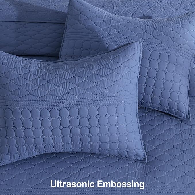 HORIMOTE HOME Denim Blue King Size Quilt Set - Image 6