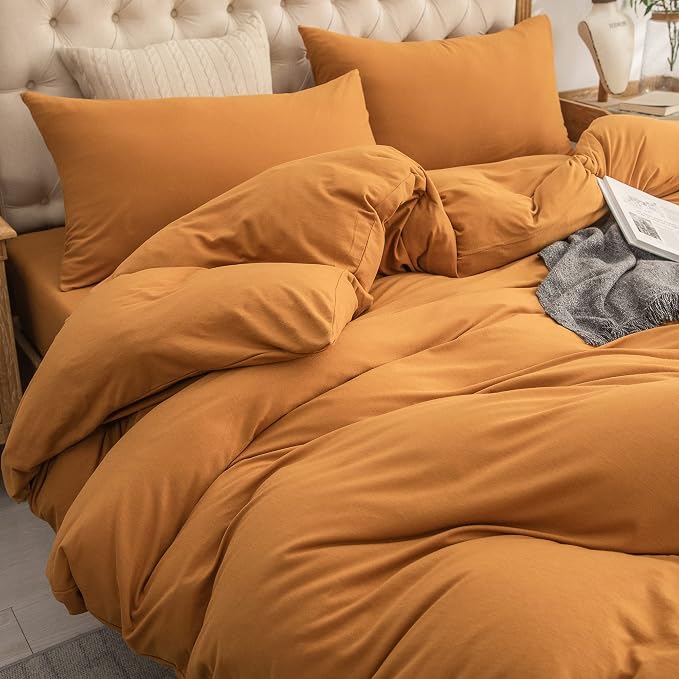 PURE ERA Jersey Knit Duvet Cover Set 100% T-Shirt Cotton Super Soft Comfy 3pc - Image 4