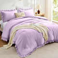 FUANNA Full Size Comforter Sets Lavender, 3 Pieces Ruffle Full Size Bedding Sets by FUANNA