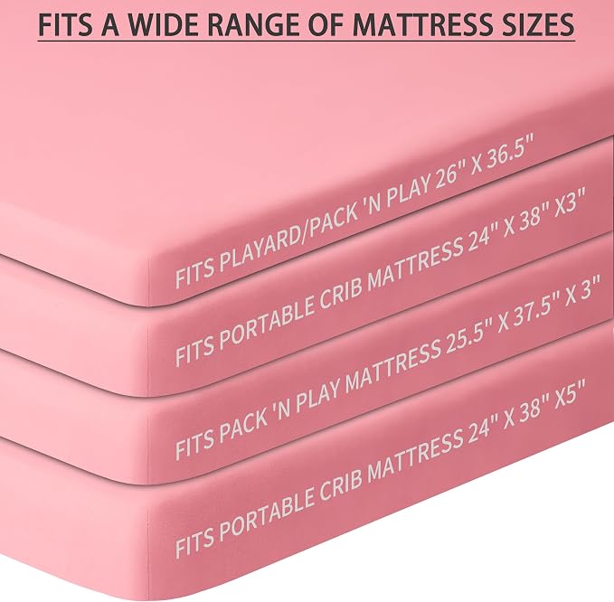 GUNTAIL Pack and Play Sheets Fitted, 2 Pack Pack n Play Sheets - Image 3