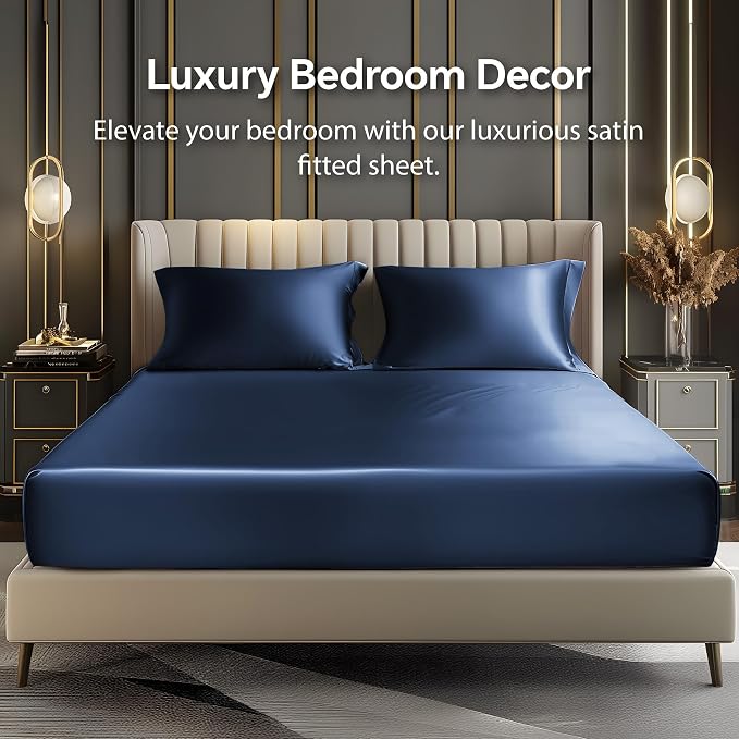 BEDELITE Satin Fitted Sheet and Pillowcases Set, Luxury Soft Similar to Silk - Image 2