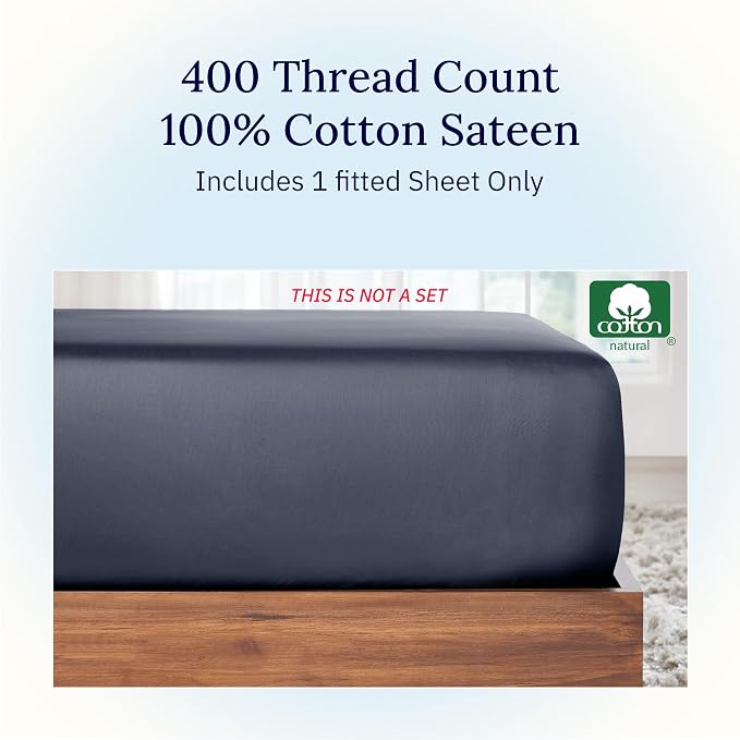 California Design Den Twin XL Bed Fitted Sheet, Soft 400 Thread Count 100% - Image 3
