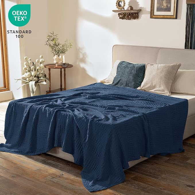PHF Cooling Waffle Blanket Twin Size, Lightweight 60% Rayon from Bamboo & 40% - Image 3