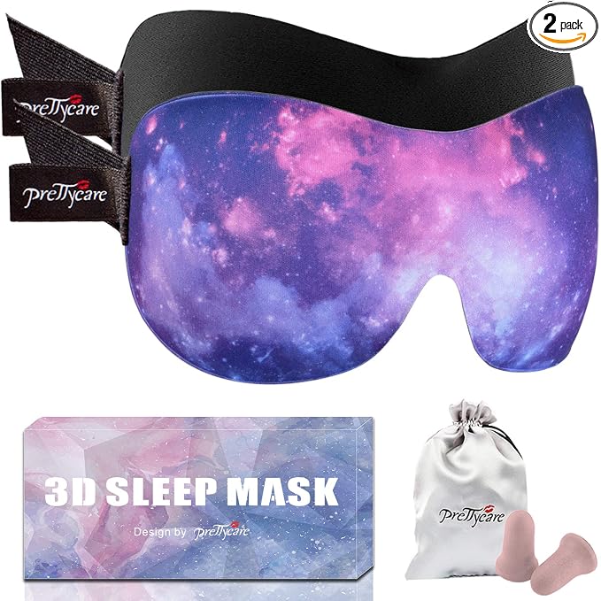 PrettyCare 3D Sleep Mask 2 Pack, Eye Mask by PrettyCare