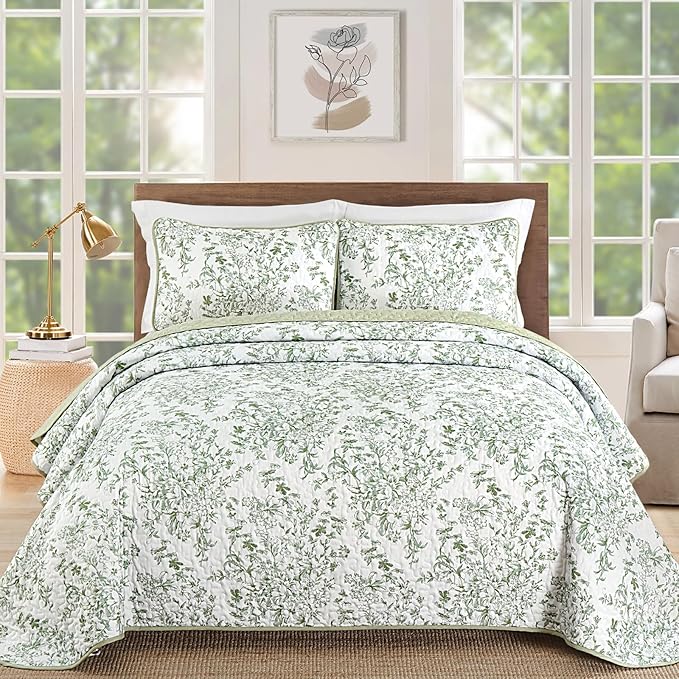 WONGS BEDDING California King Quilt Sets, Sage Green Quilt Bedding Set by WONGSBEDDING