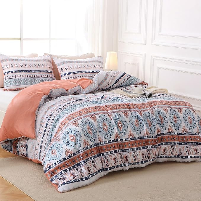 MUXHOMO Duvet Cover King Size, Reversible Floral Vintage Duvet Cover Set - Image 3