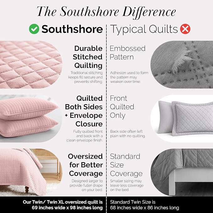 Southshore Fine Living, Inc. Stitched Twin XL Comforter Quilt Bedding Set - Image 4