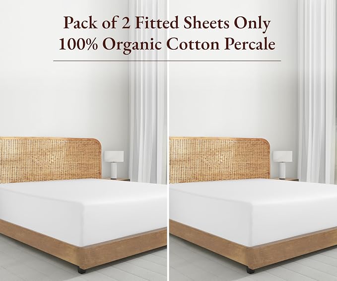 California Design Den 2-Pack 100% Organic Cotton Fitted Sheets Full Size Only - Image 5