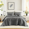 Comfort Spaces Charcoal Oversized King Quilt Set 120"x118" Bedspread Quilted by ComfortSpaces