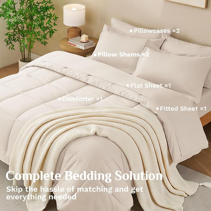 JOLLYVOGUE Queen Comforter Set, Ultra-Soft Bed in a Bag Queen Size 7 Pieces - Image 6