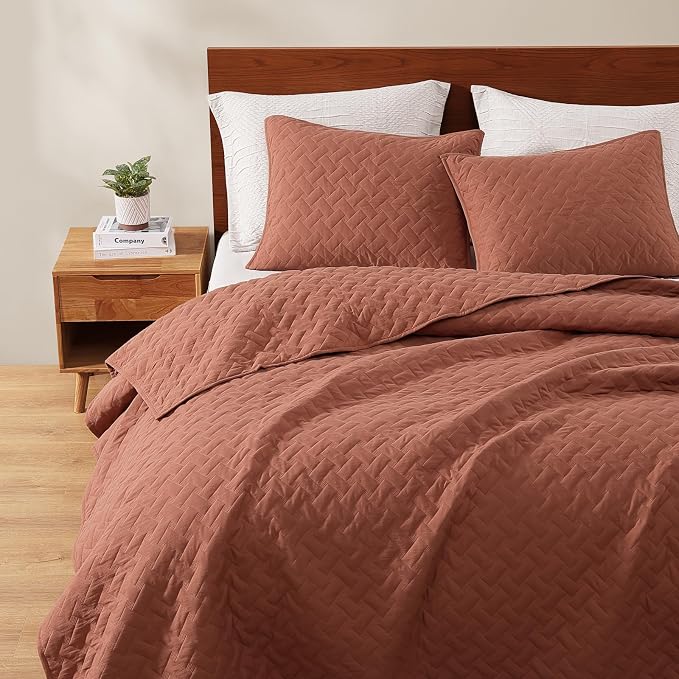 WRENSONGE Queen Quilt-3 Pieces Weave Autumn Leaf Bedspreads Queen Size Quilt - Image 2