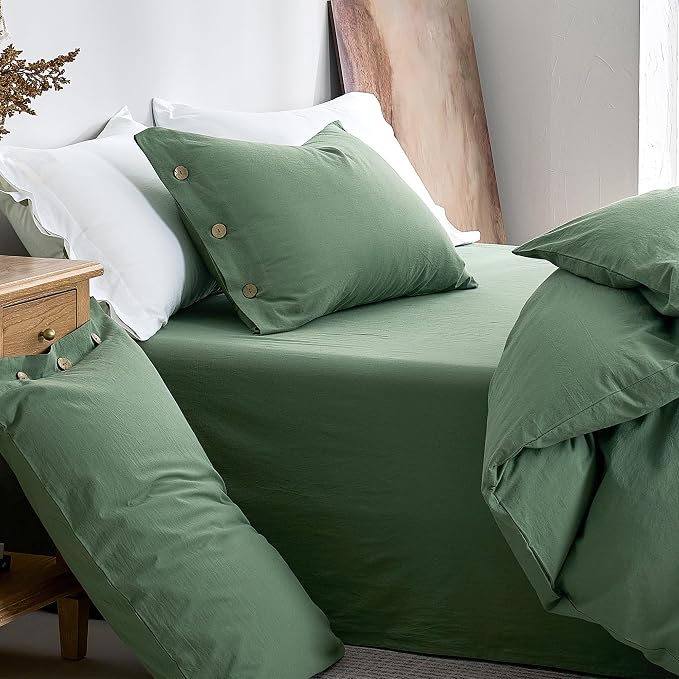 JELLYMONI 100% Washed Cotton Duvet Cover Twin – Soft, Breathable Linen-Look - Image 9