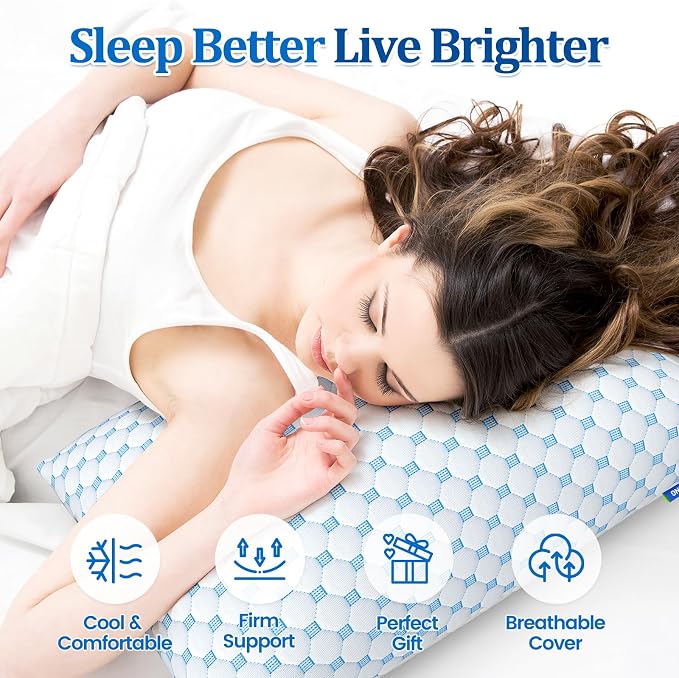 CloudBliss Cooling Bed Pillows for Sleeping, Shredded Memory Foam Pillows - Image 6