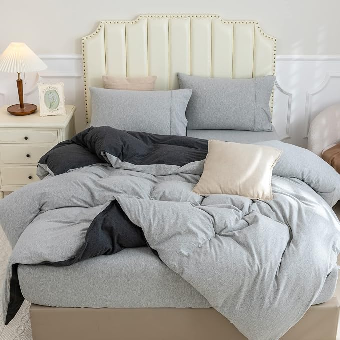 PURE ERA Jersey Knit Duvet Cover Set 100% T-Shirt Cotton Super Soft Comfy 3pc - Image 4