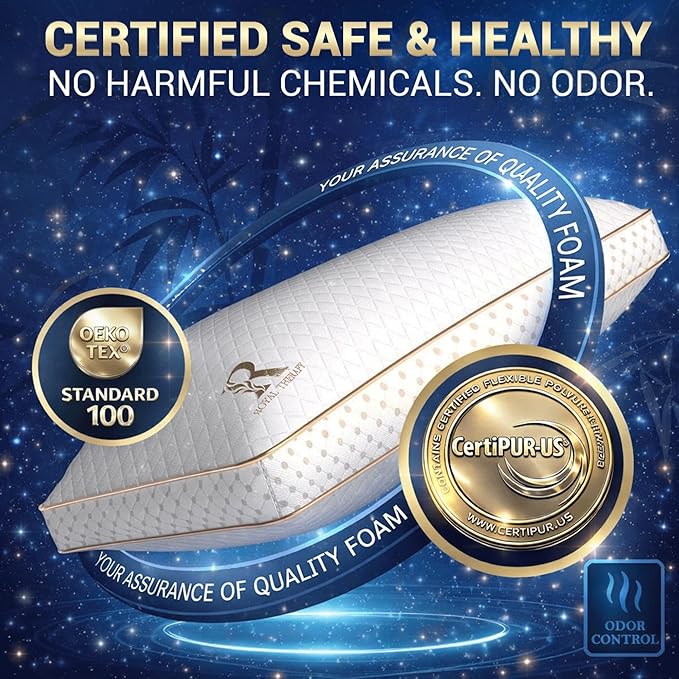 Royal Therapy 2-Pack King Memory Foam Pillow, Adjustable Shredded Odor-Free - Image 5