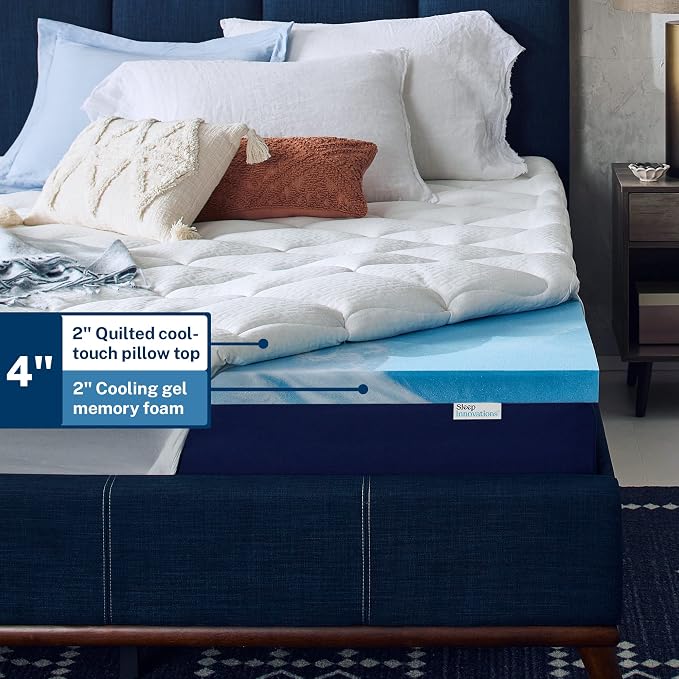 Sleep Innovations Cooling Comfort Gel Memory Foam Dual Layer Mattress Topper - Image 3