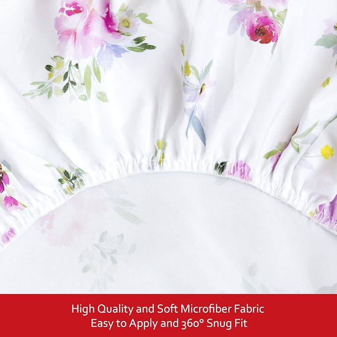 Crib Sheets Girls 2 Pack Floral, Fitted Crib Sheet - Image 3