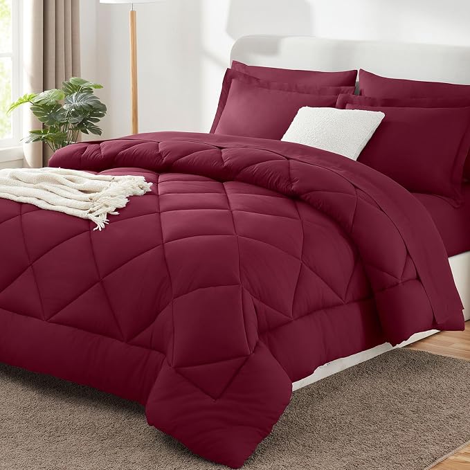 CozyLux Full Size Comforter Sets Burgundy by CozyLux