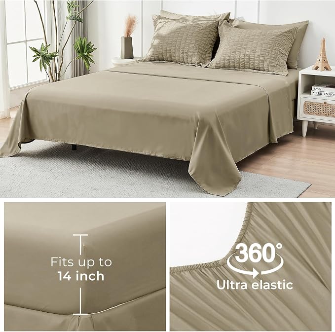 HYMOKEGE Linen King Size Comforter Set Seersucker 7 Pieces, All Season Luxury - Image 7