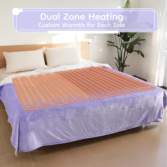 LaffyLo Electric Heated Blanket King Size 90 x 100, Dual Control, Fast Heating - Image 4