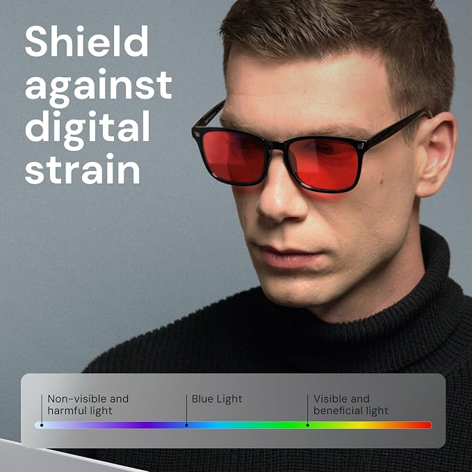 Gaoye Black with Red Lenses Blue Light Glasses - Image 2