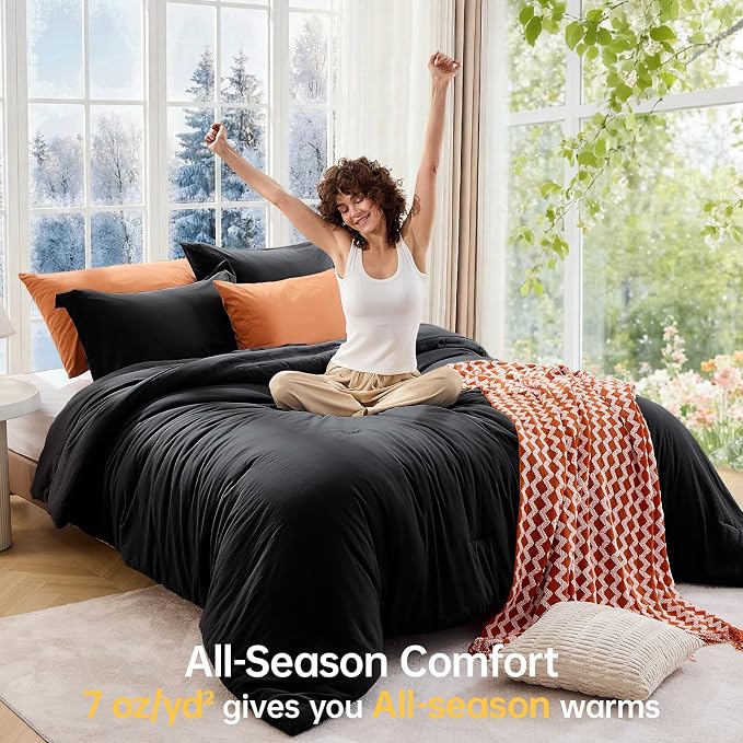 MUXHOMO Black Full Comforter Sets, All Season Ultra Soft Down Alternative - Image 4