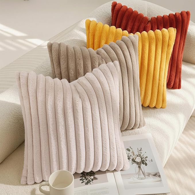 decorUhome Summer Cozy Faux Fur Throw Pillow Covers 26x26 Set of 2 Decorative - Image 7