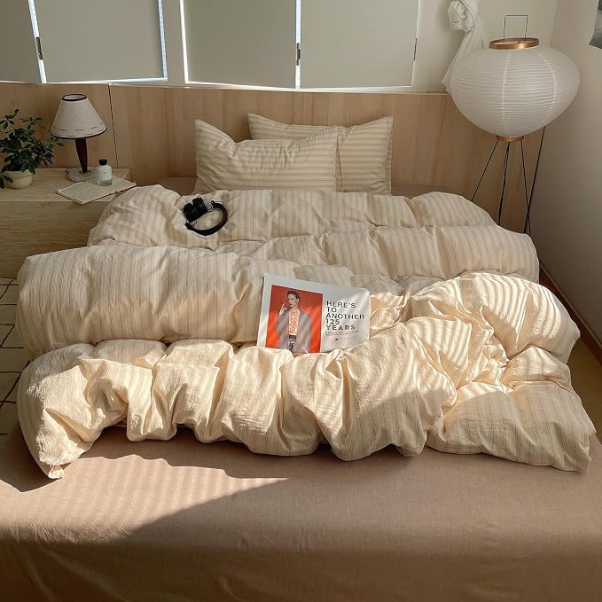 mixinni Retro Striped Duvet Cover Set Twin Size - Image 2