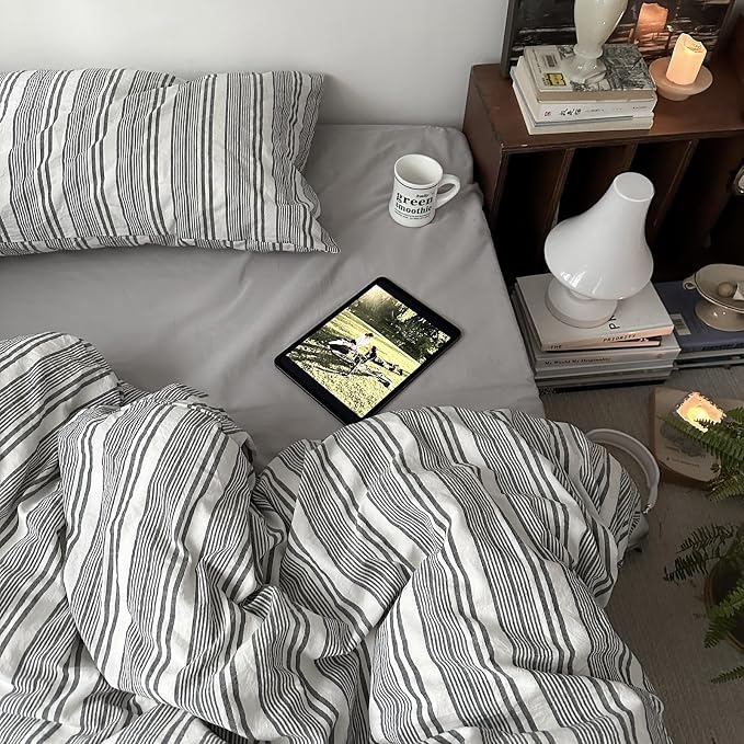 mixinni Washed Cotton Duvet Cover Twin Set - Image 6