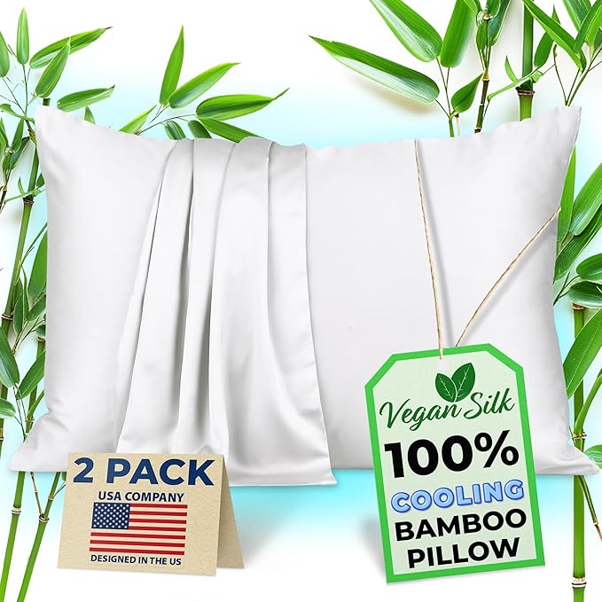 Pillow Cases - 100% Viscose Derived from Bamboo - Cooling Pillowcase - King Size by VeganSilk