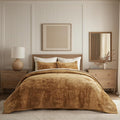 EVERGRACE Velvet Quilt Set King Size, Luxurious Soft Striped Channel Bedding Set by EverGrace