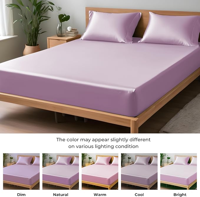 LINENWALAS Fitted Sheet Only Viscose Derived from Bamboo, Bottom Sheet - Image 3