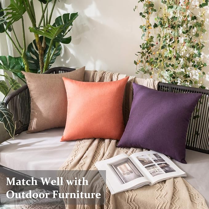 MIULEE Pack of 2 Decorative Outdoor Solid Waterproof Throw Pillow Covers Faux - Image 5