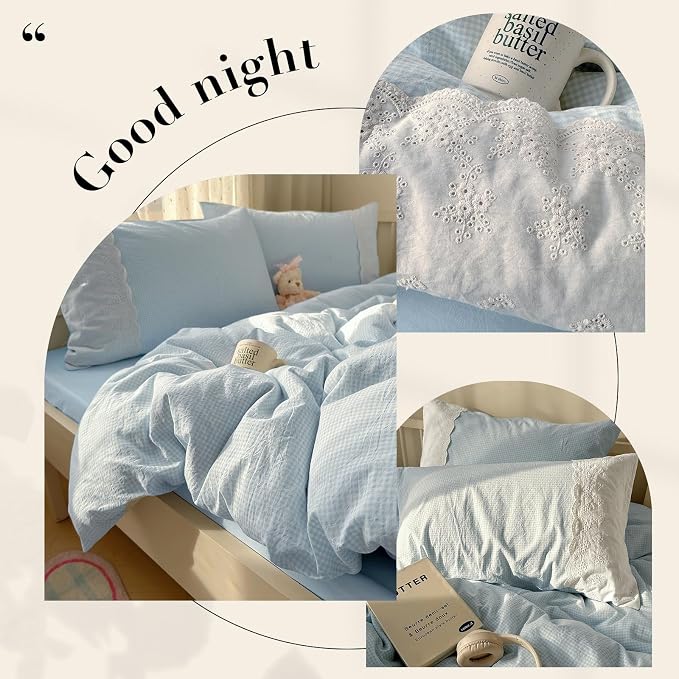 mixinni Blue Gingham Duvet Cover Full Size - Image 5